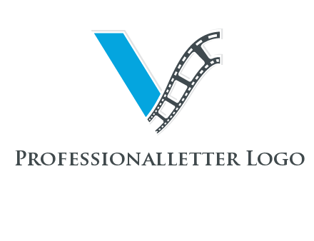 Letter V with film wheel logo