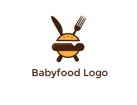 burger with fork and knife logo