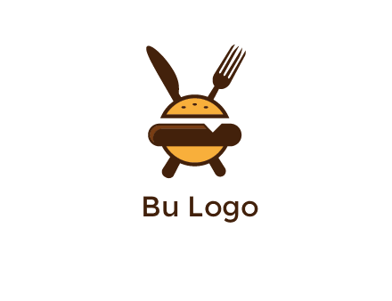 burger with fork and knife logo