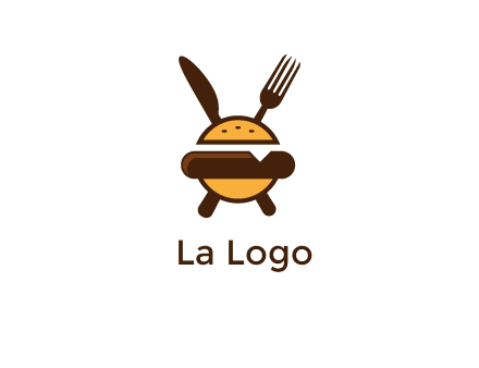 burger with fork and knife logo