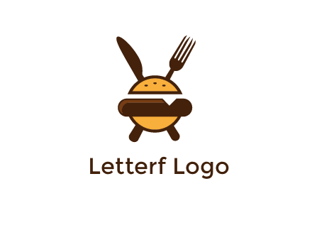 burger with fork and knife logo