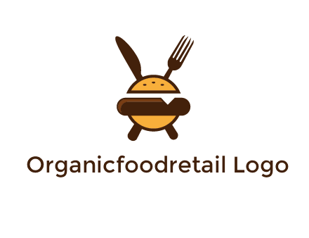 burger with fork and knife logo