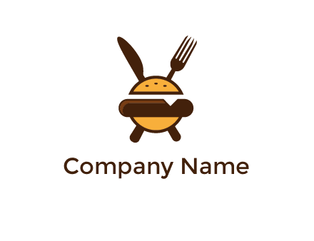 burger with fork and knife logo