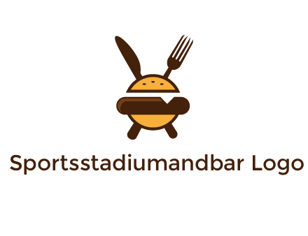 burger with fork and knife logo