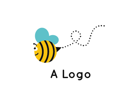 flying and smiling honey bee logo