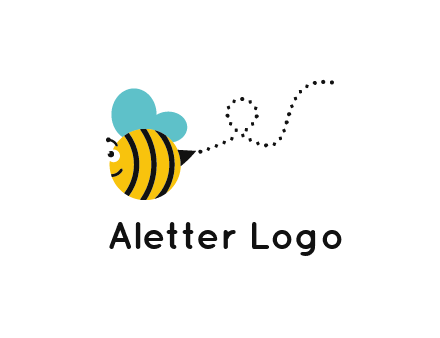 flying and smiling honey bee logo