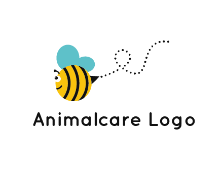 flying and smiling honey bee logo