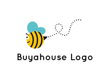 flying and smiling honey bee logo