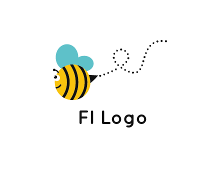 flying and smiling honey bee logo