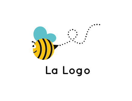 flying and smiling honey bee logo