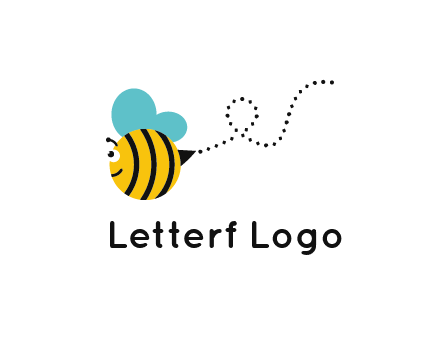 flying and smiling honey bee logo