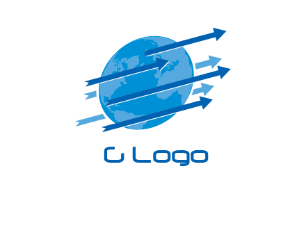 moving arrows with globe logo