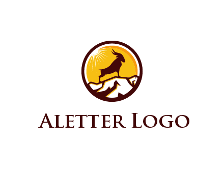 silhouette goat standing on mountain logo