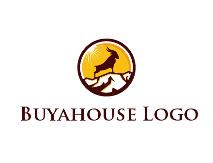 silhouette goat standing on mountain logo