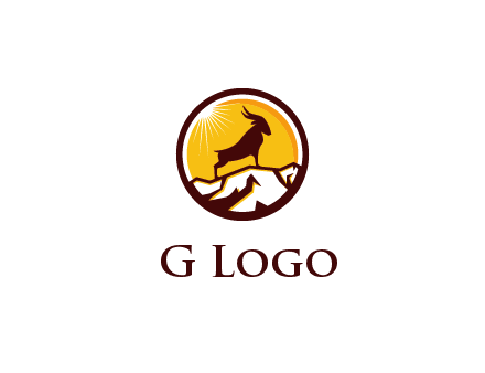 silhouette goat standing on mountain logo