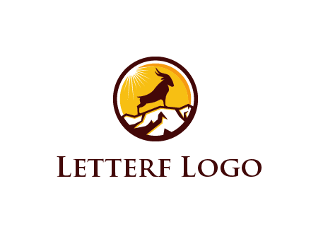 silhouette goat standing on mountain logo