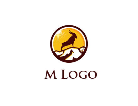 silhouette goat standing on mountain logo