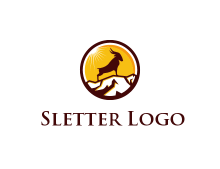 silhouette goat standing on mountain logo