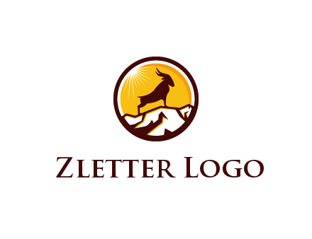 silhouette goat standing on mountain logo