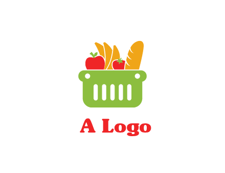 grocery in basket illustration