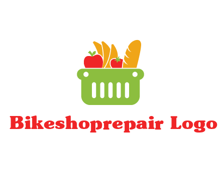 grocery in basket illustration