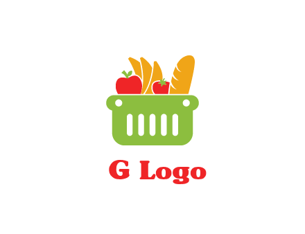 grocery in basket illustration