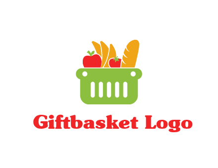 grocery in basket illustration