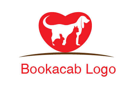 rabbit cat inside dog and heart logo