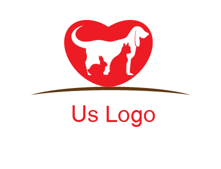 rabbit cat inside dog and heart logo