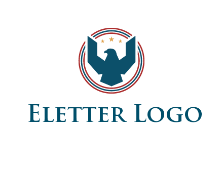 eagle with stars in circle emblem logo