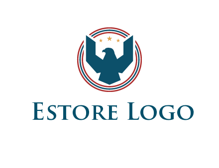 eagle with stars in circle emblem logo