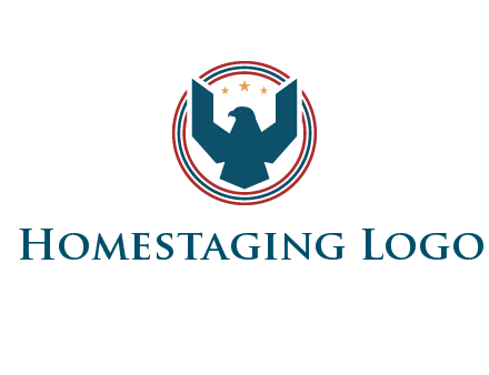 eagle with stars in circle emblem logo