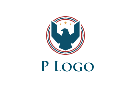 eagle with stars in circle emblem logo