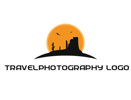 canyon silhouette with sun behind logo