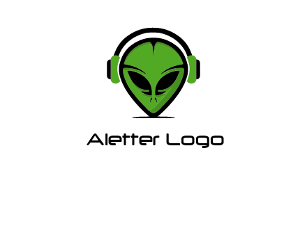 alien face with headphones logo