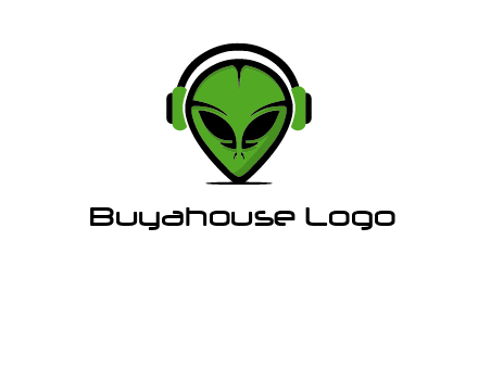 alien face with headphones logo