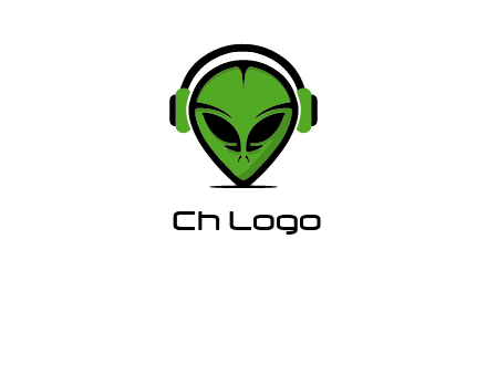 alien face with headphones logo