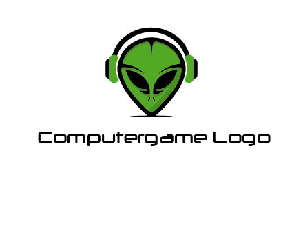 alien face with headphones logo