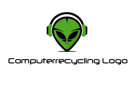 alien face with headphones logo