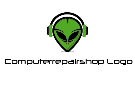 alien face with headphones logo