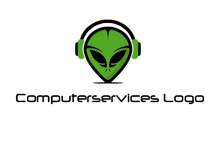 alien face with headphones logo