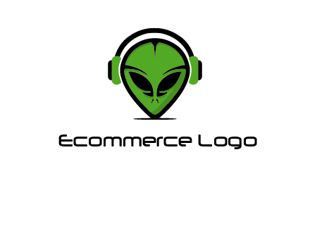 alien face with headphones logo