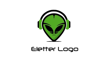 alien face with headphones logo