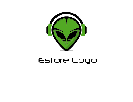 alien face with headphones logo