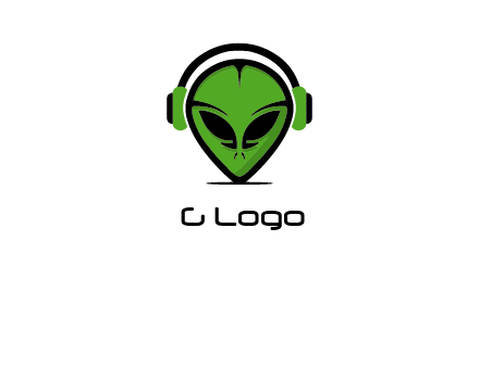 alien face with headphones logo