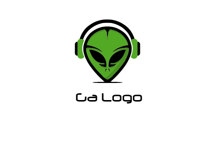 alien face with headphones logo