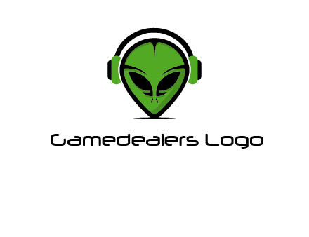 alien face with headphones logo