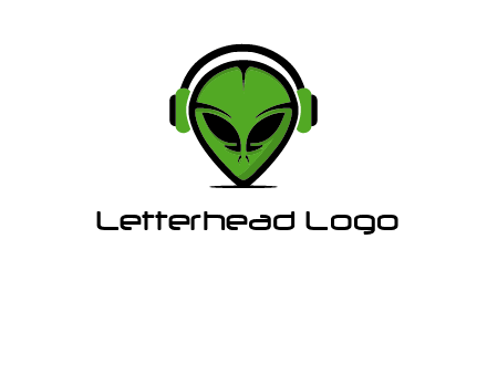 alien face with headphones logo