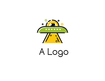 alien eye and spaceship logo