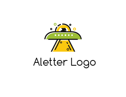 alien eye and spaceship logo